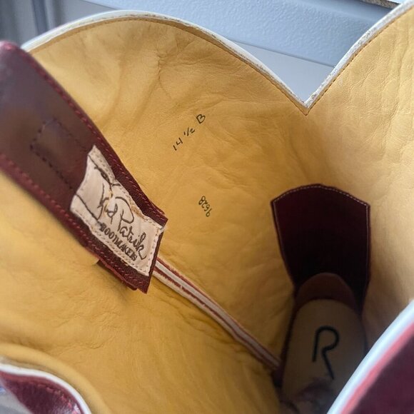 Rod Patrick Mens Cowboy Boots 14.5B Brown Mocha Bison Leather Square Toe Western - Picture 10 of 13